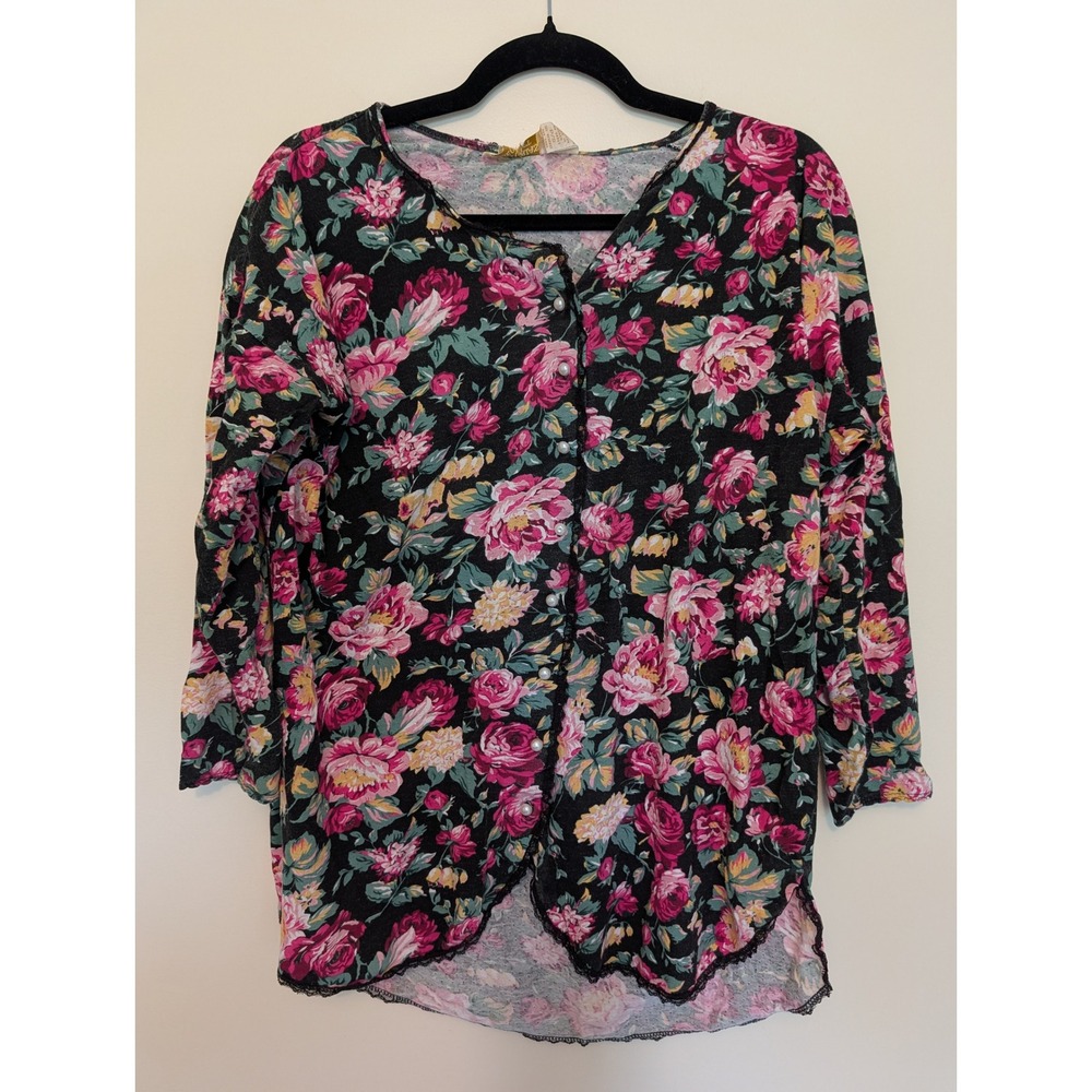 Vtg Victoria's Secret 80s Gold Label Floral Lace Pointelle Top Women P/S Peasant